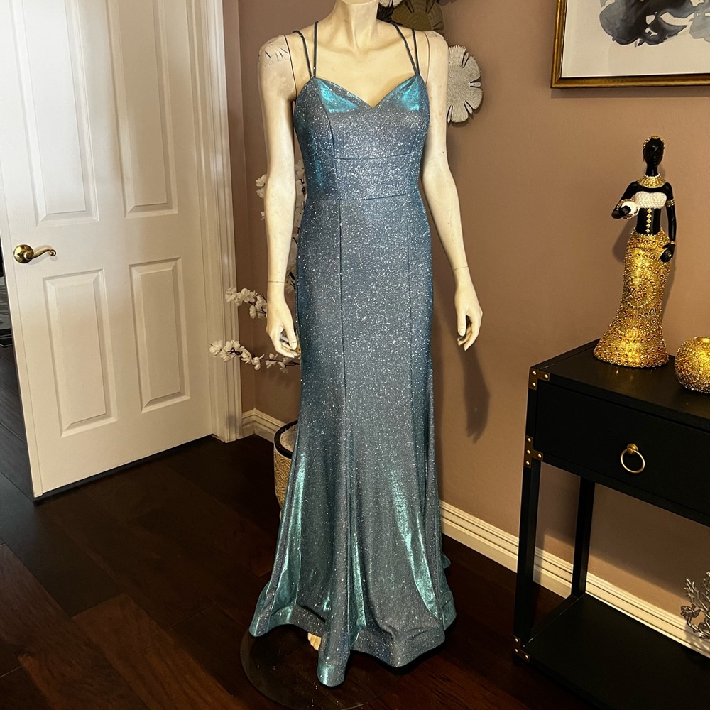 Dancing Queen Sparkling Blue Prom Dress